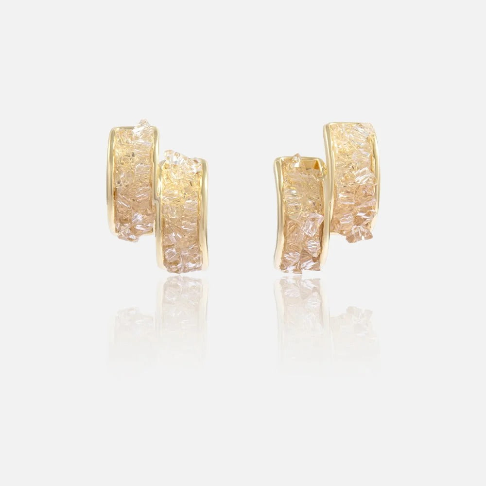 Crystal Chunky Huggie Earrings