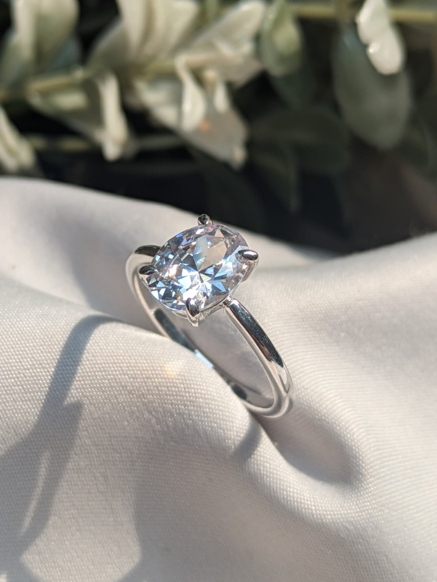 Quinn Silver Oval Diamond Ring