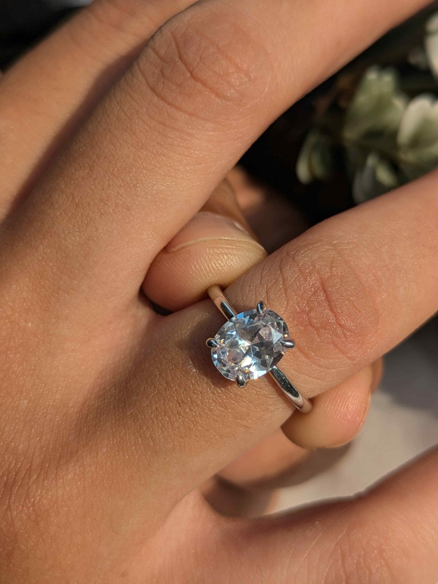 Quinn Silver Oval Diamond Ring