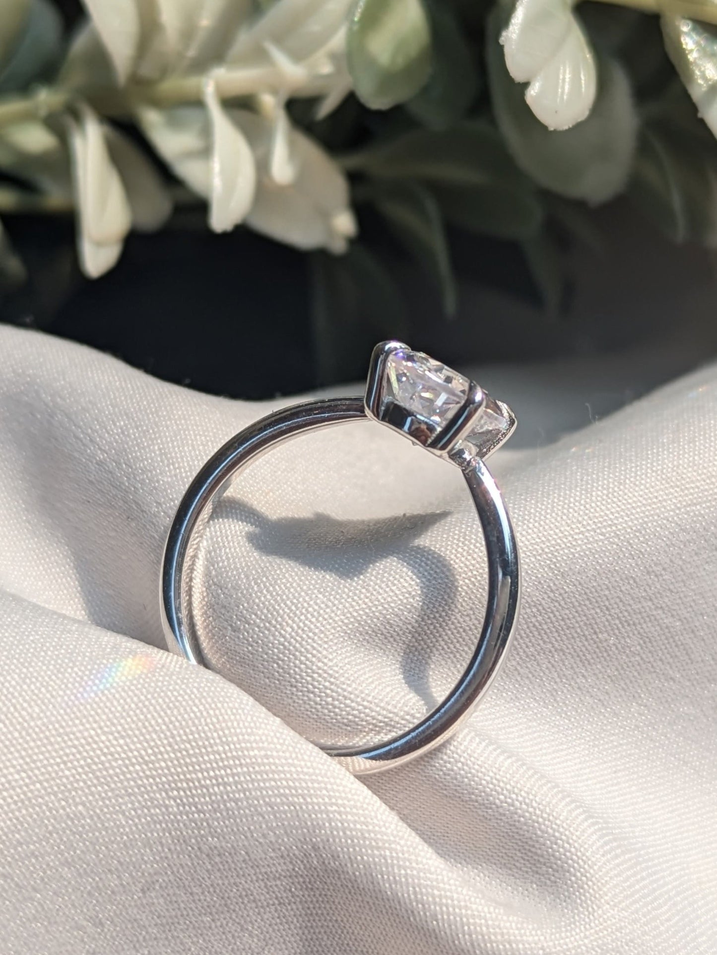 Quinn Silver Oval Diamond Ring