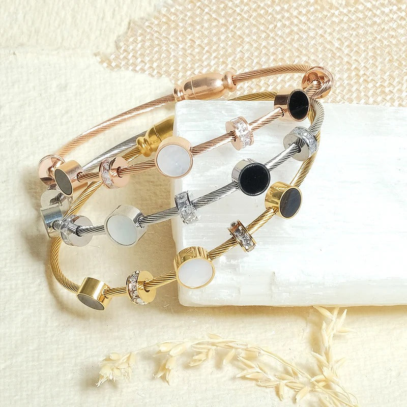 Sleek Jewel Cable Bangle Bracelets