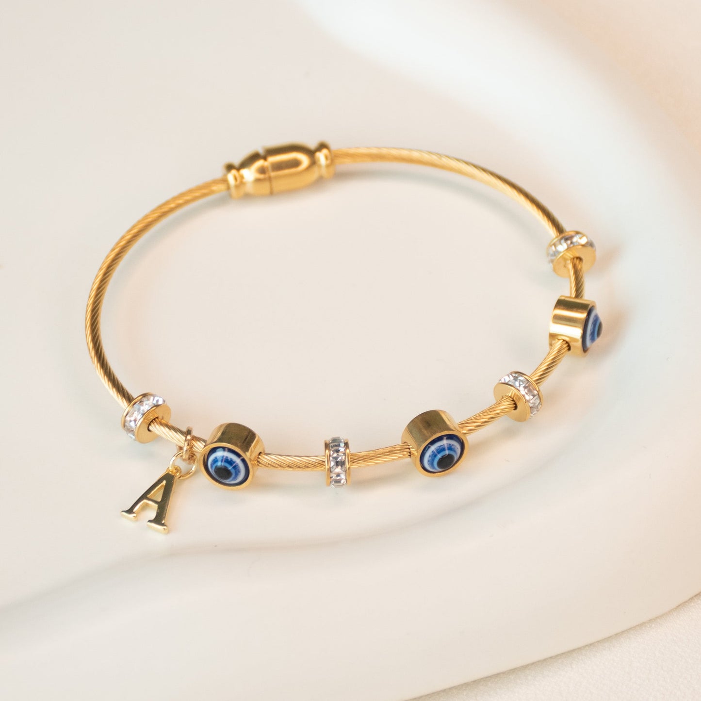 Classic Evil Eye Bangle With Personalized Initial