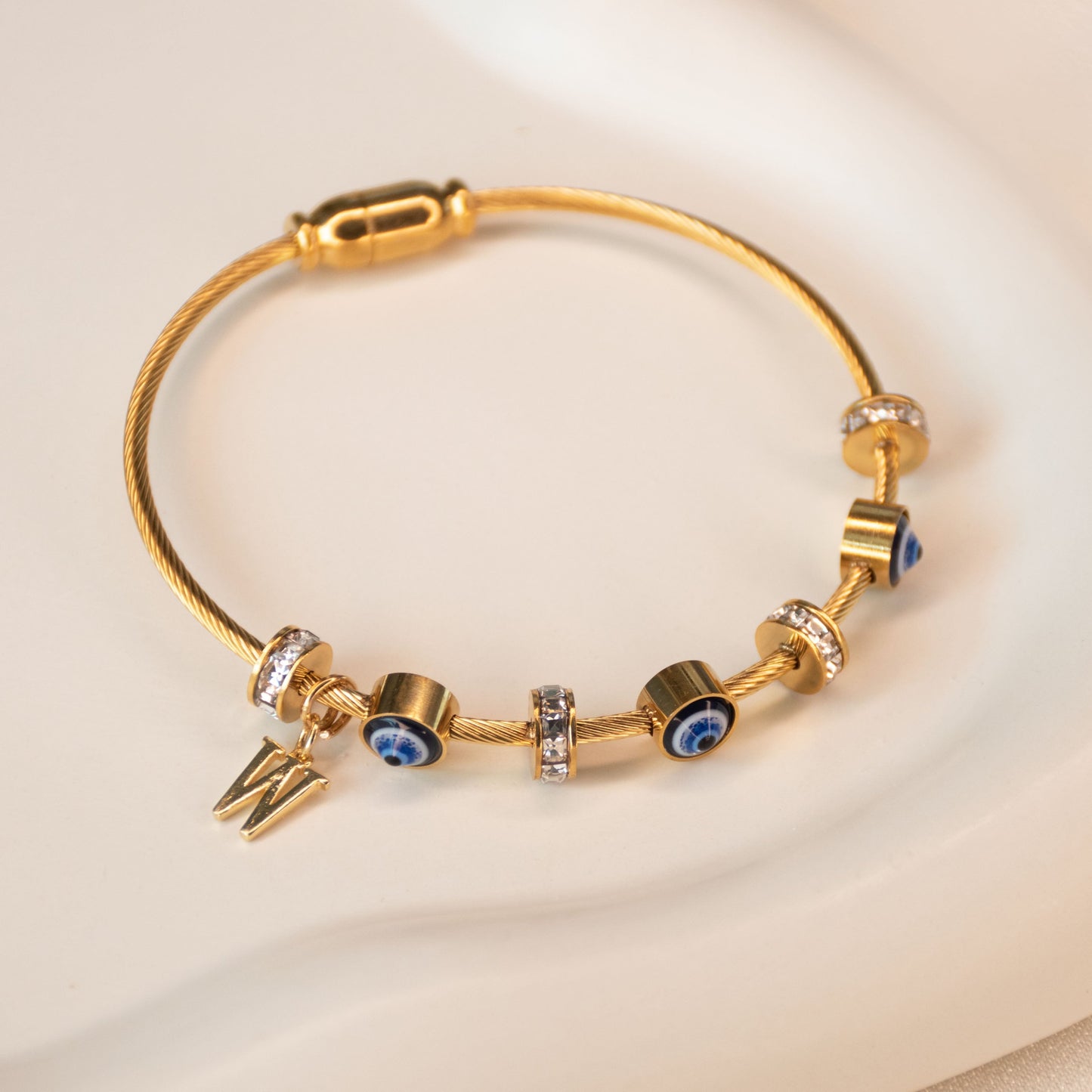 Classic Evil Eye Bangle With Personalized Initial