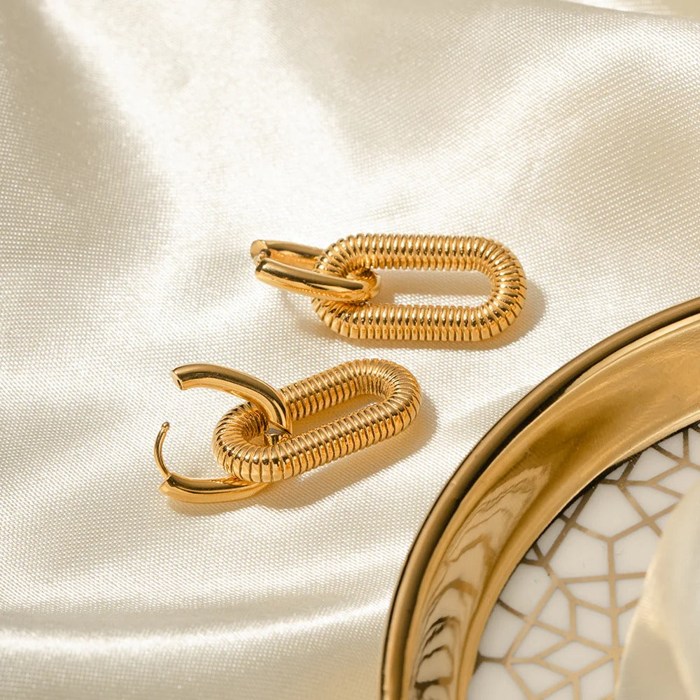 Oval Coil Drop Earrings
