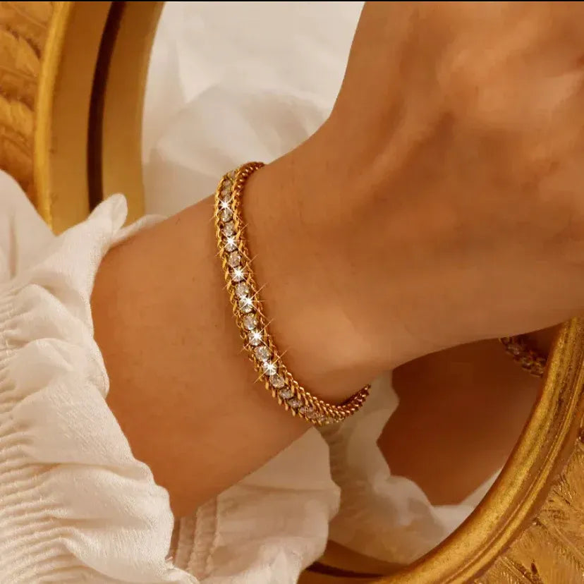 Cuban Chain Tennis Bracelet with CZ Diamonds