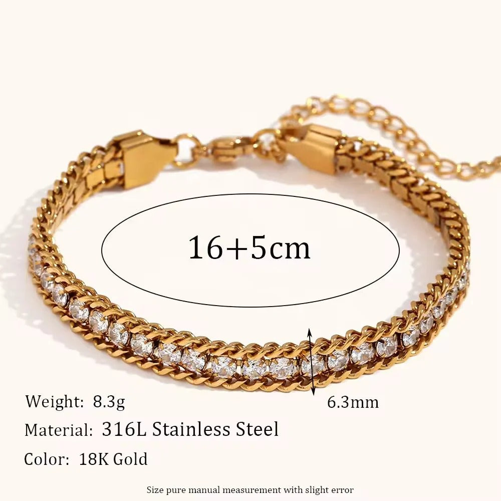 Cuban Chain Tennis Bracelet with CZ Diamonds