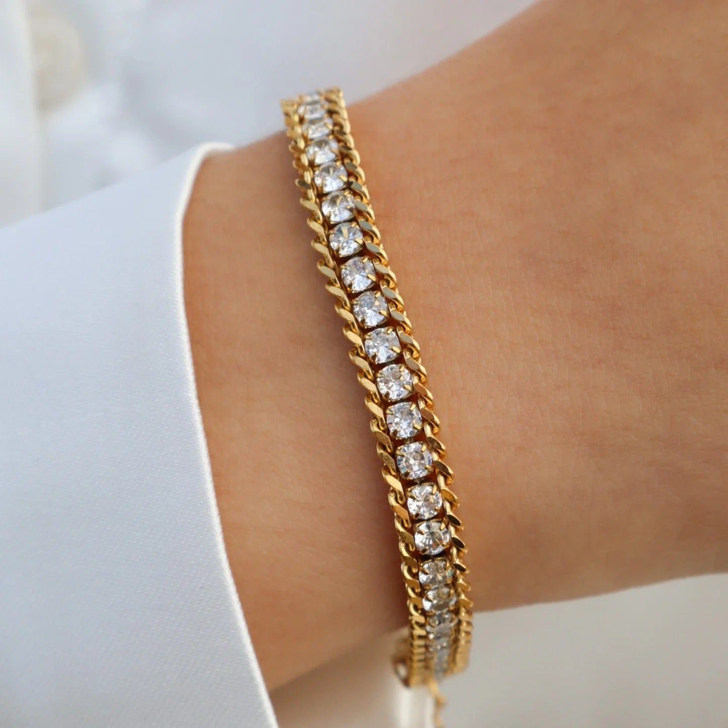 Cuban Chain Tennis Bracelet with CZ Diamonds