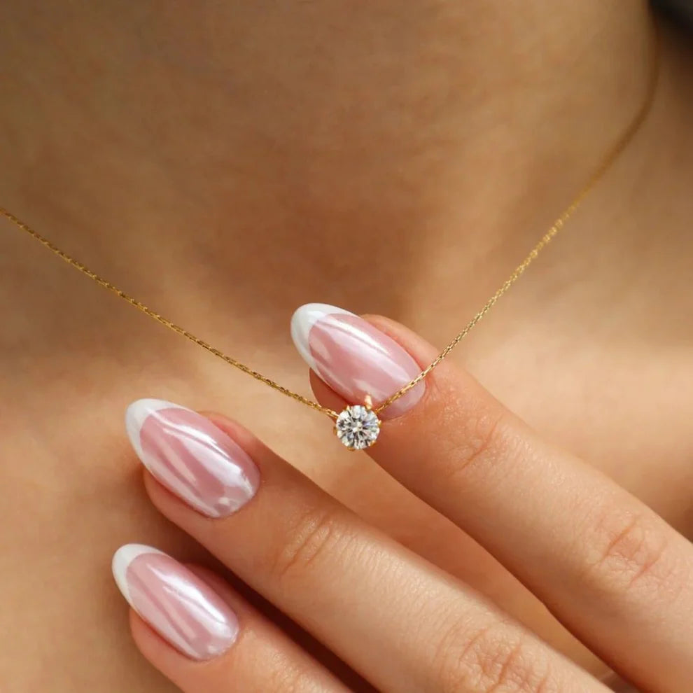 Modern Nail Bangle & Solitaire Necklace Set