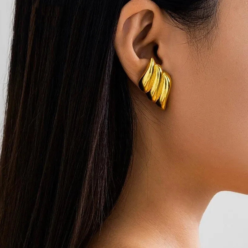 Gold Wing Stud Earrings