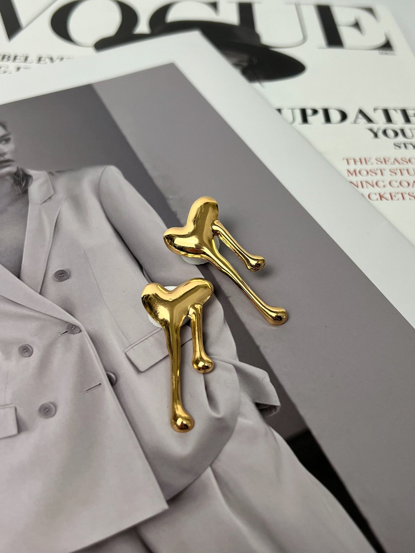 Gold Heart Drip Earrings