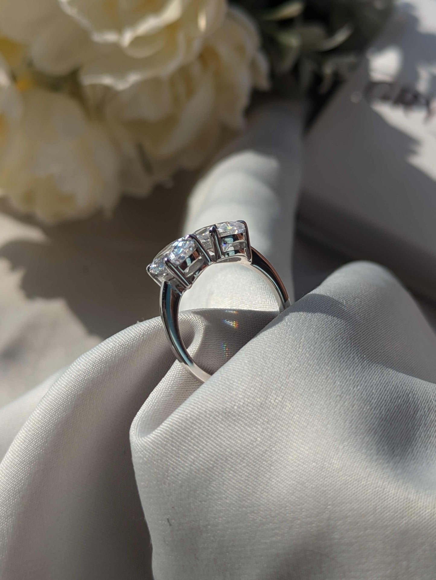 Pear & Oval Toi Et Moi Solitaire Silver Ring