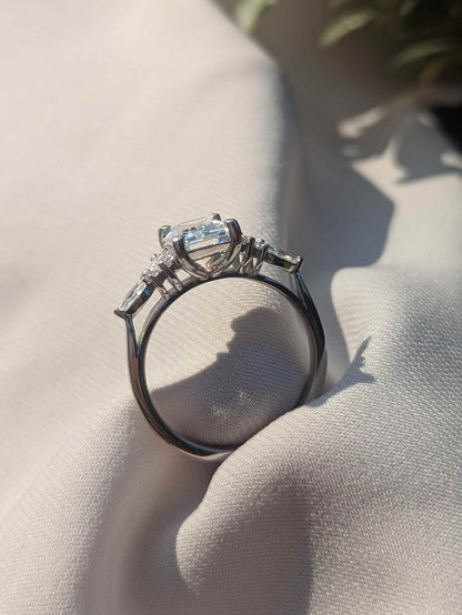 Ellis Silver Emerald Solitaire Ring