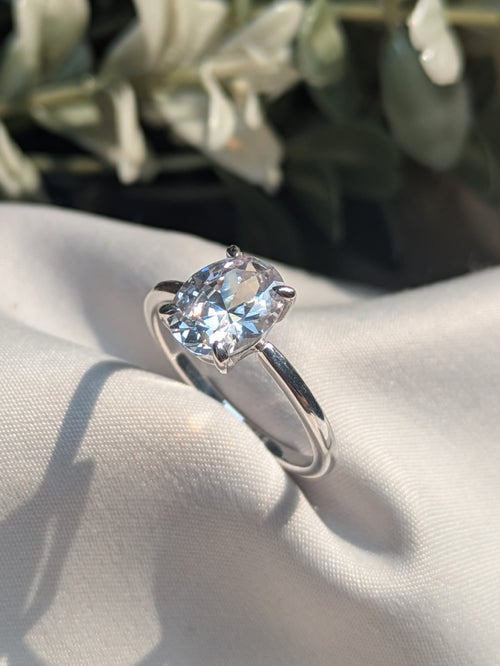 Quinn Silver Oval Diamond Ring