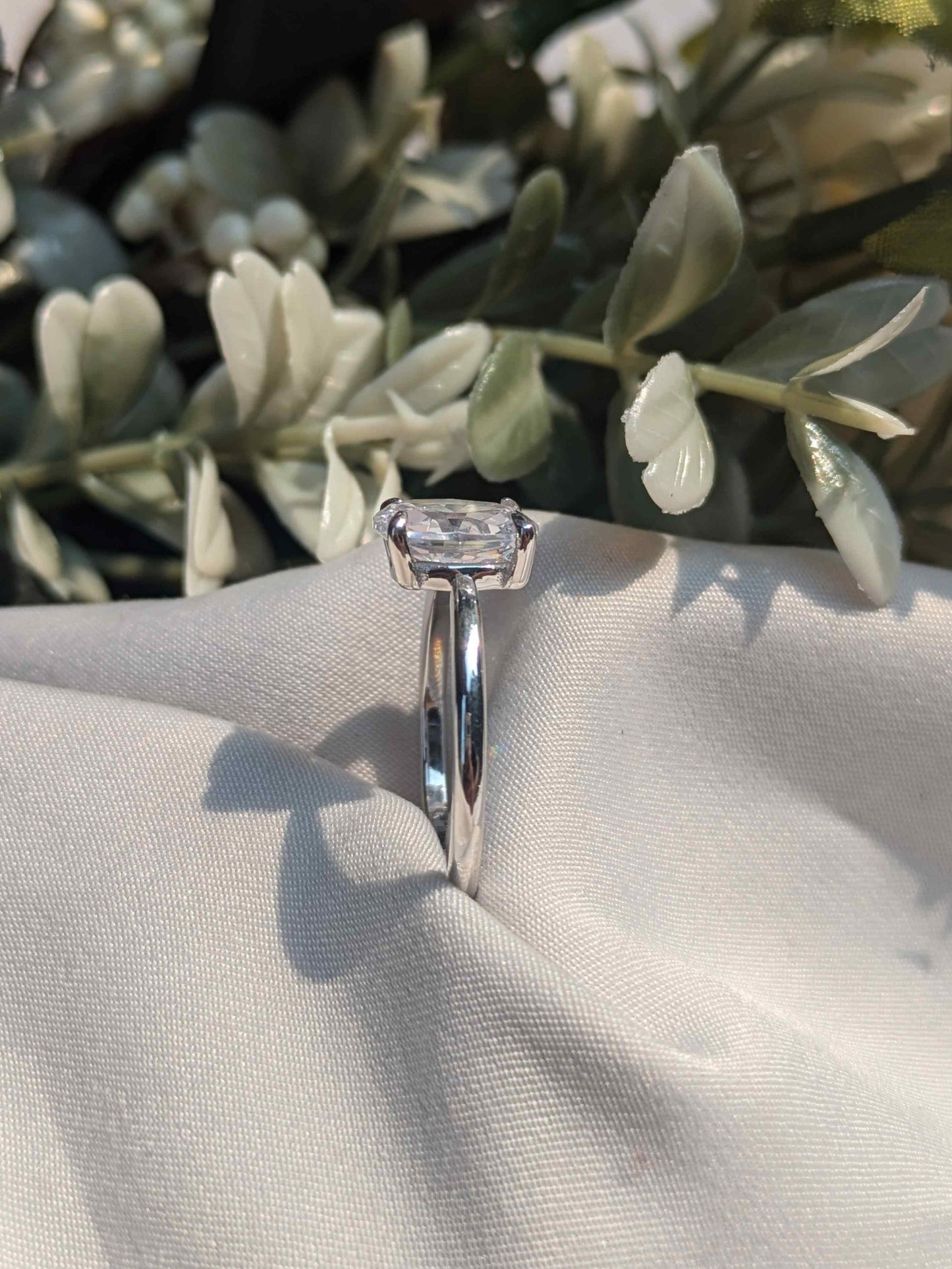 Quinn Silver Oval Diamond Ring