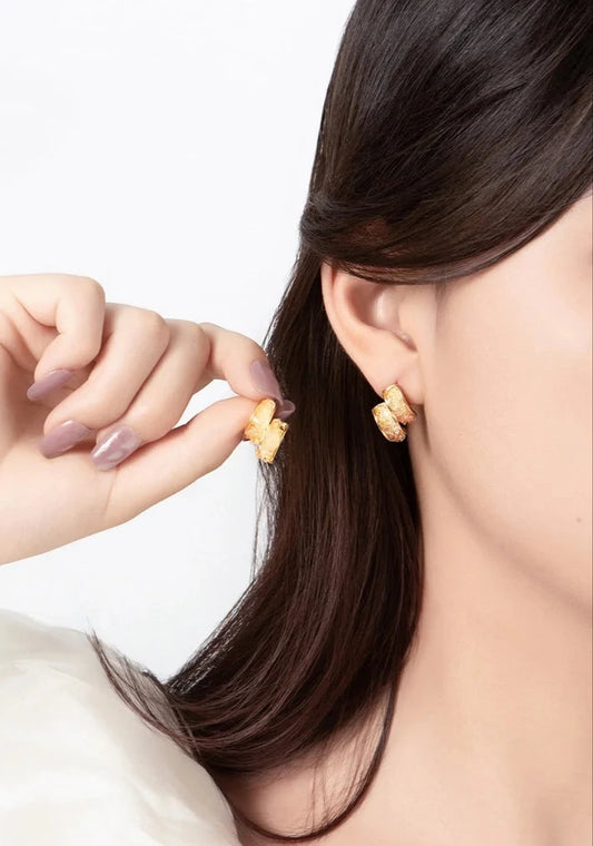 Crystal Chunky Huggie Earrings