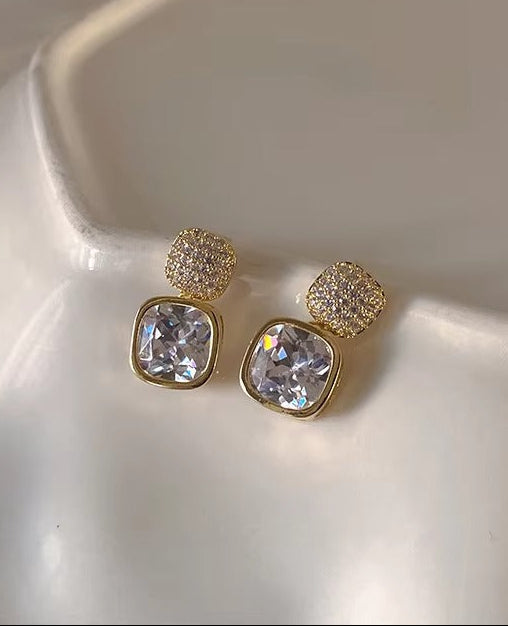 Elegant Earrings With Square Cut Design