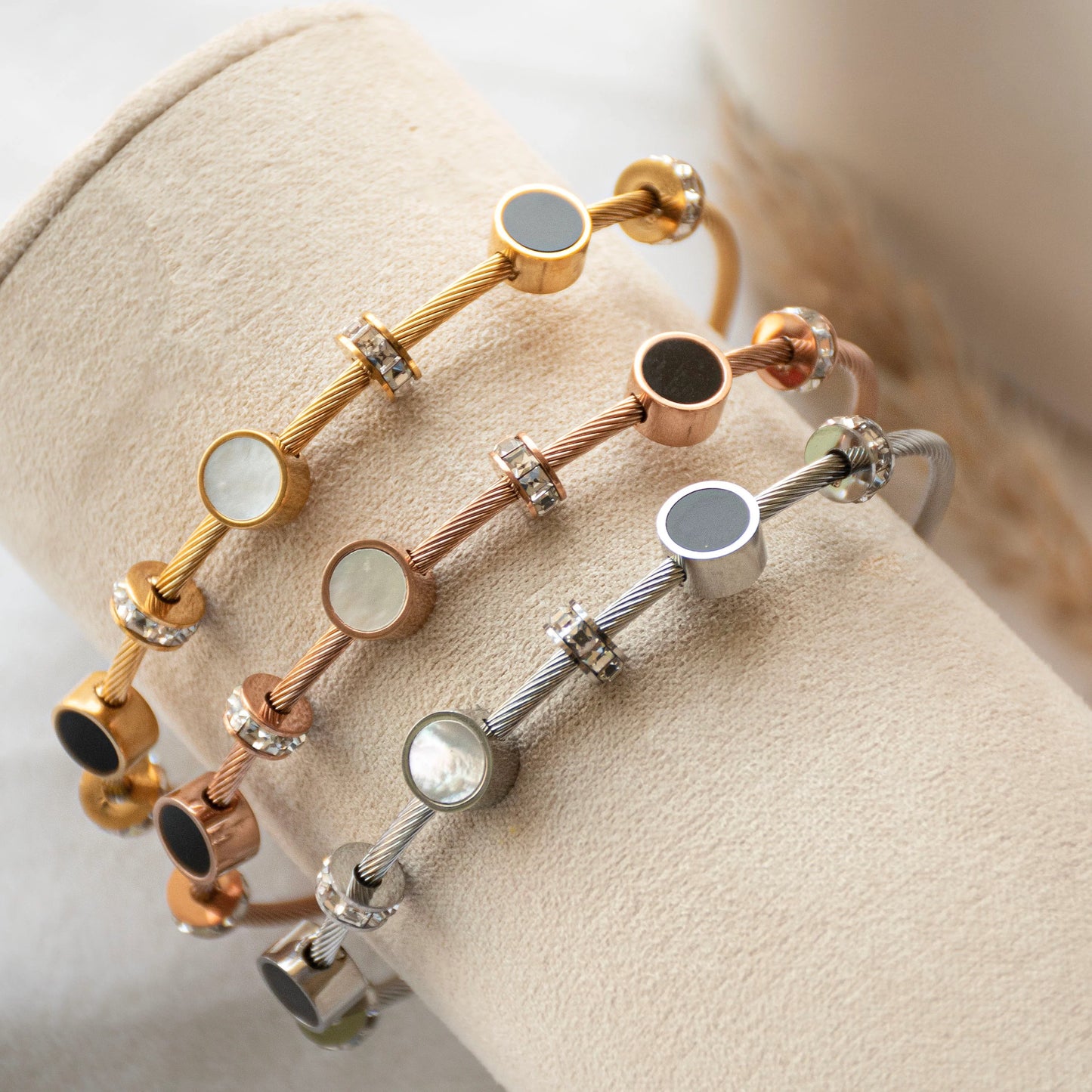 Sleek Jewel Cable Bangle Bracelets