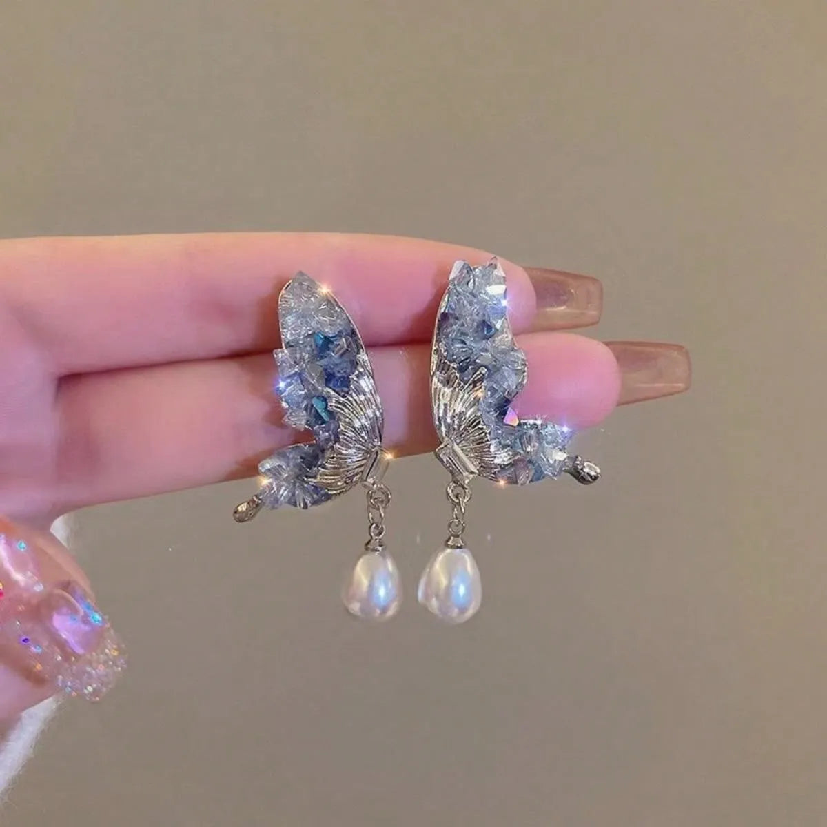 Butterfly Pearl Drop Earrings