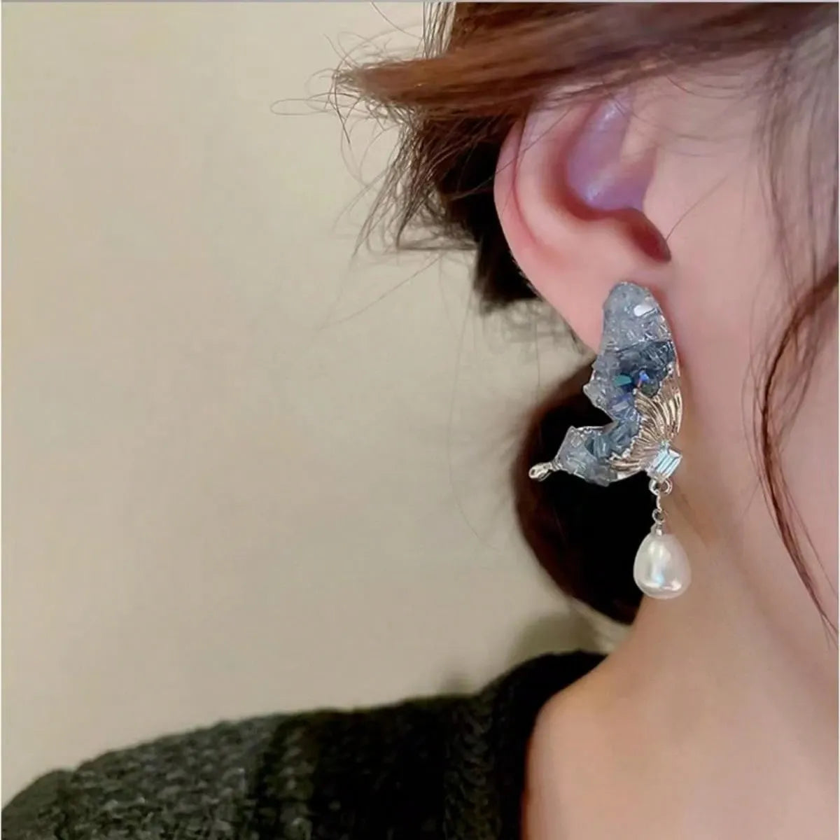 Butterfly Pearl Drop Earrings