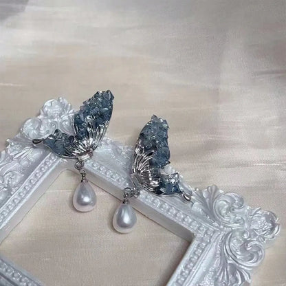Butterfly Pearl Drop Earrings