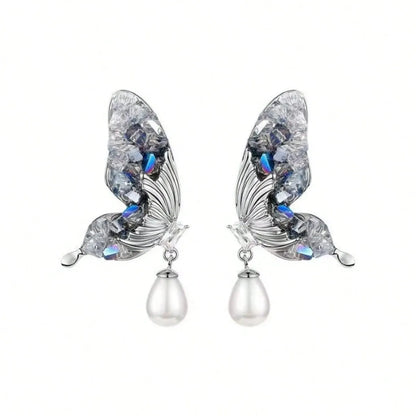 Butterfly Pearl Drop Earrings