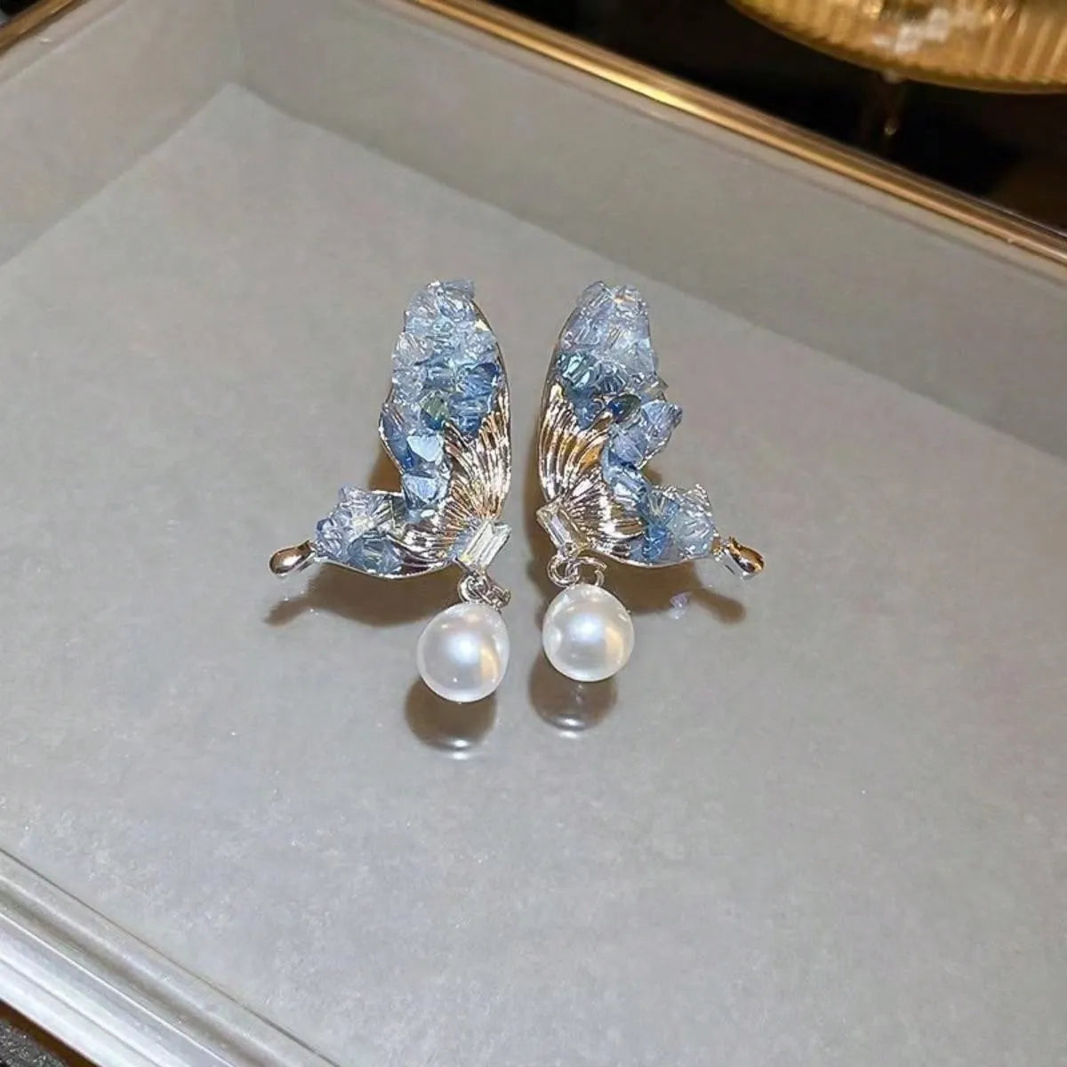 Butterfly Pearl Drop Earrings