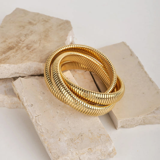 Coiled Luxe 18K Gold-Plated Snake Bracelet