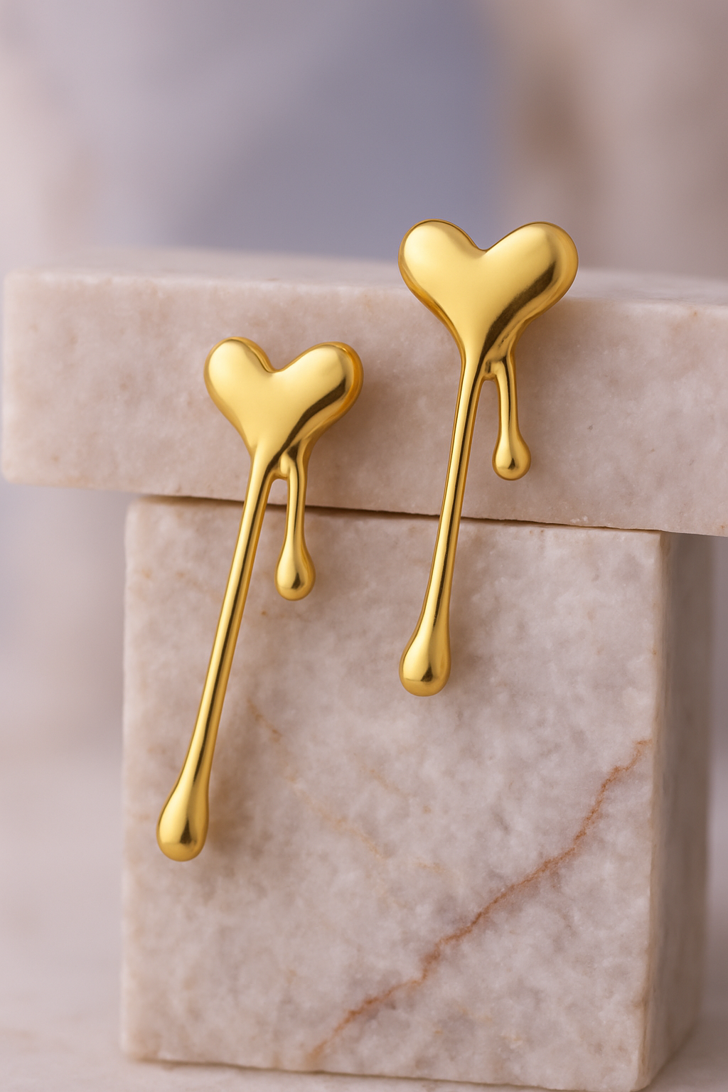 Gold Heart Drip Earrings
