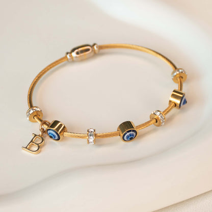 Classic Evil Eye Bangle With Personalized Initial