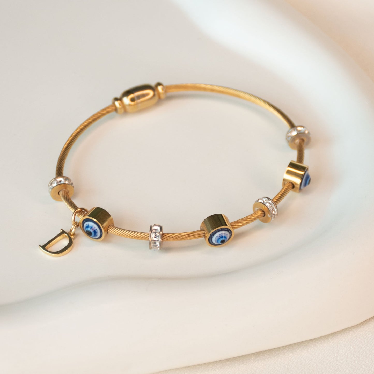 Classic Evil Eye Bangle With Personalized Initial