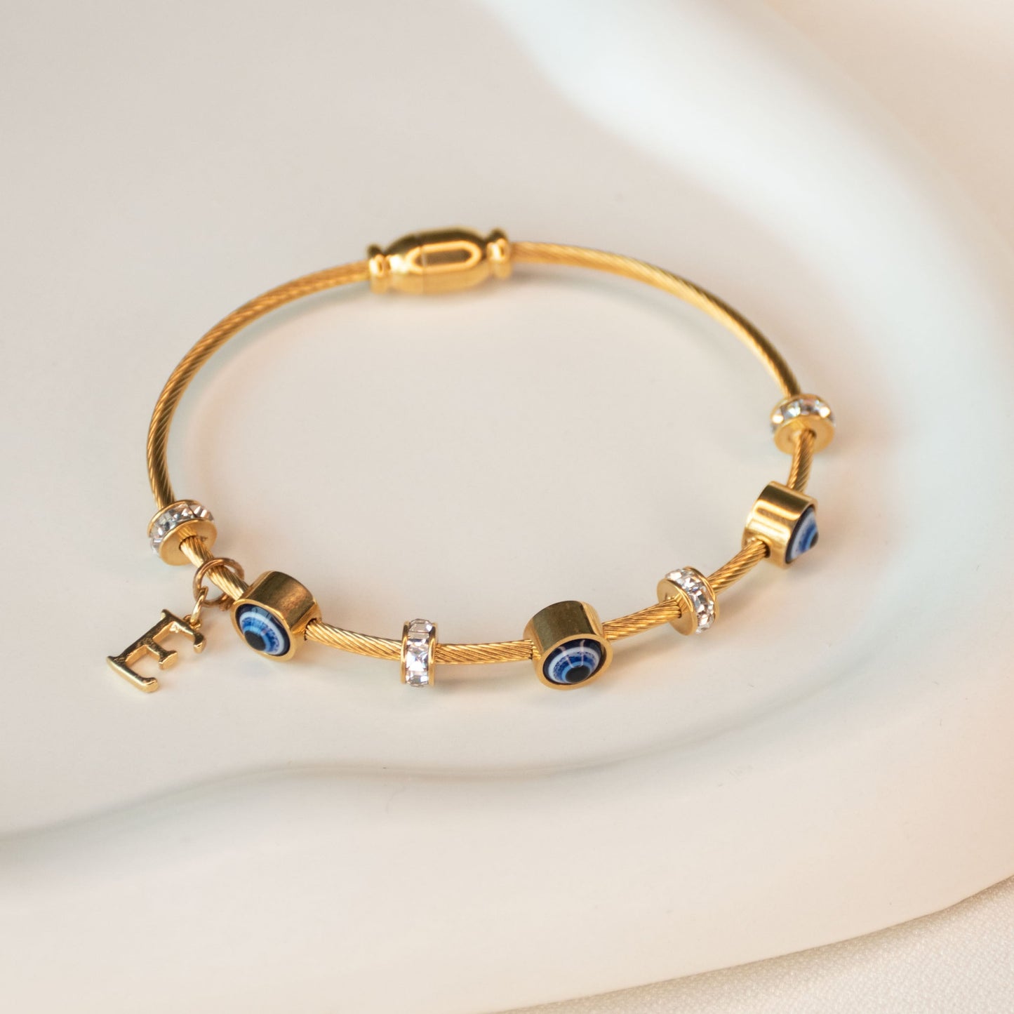 Classic Evil Eye Bangle With Personalized Initial