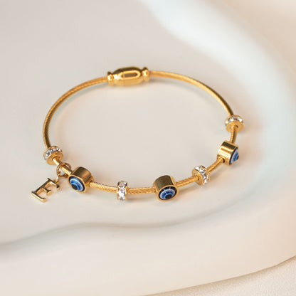 Classic Evil Eye Bangle With Personalized Initial