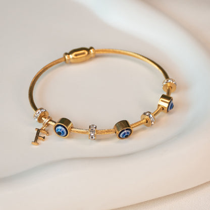 Classic Evil Eye Bangle With Personalized Initial