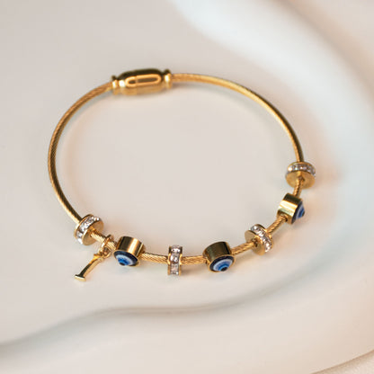 Classic Evil Eye Bangle With Personalized Initial
