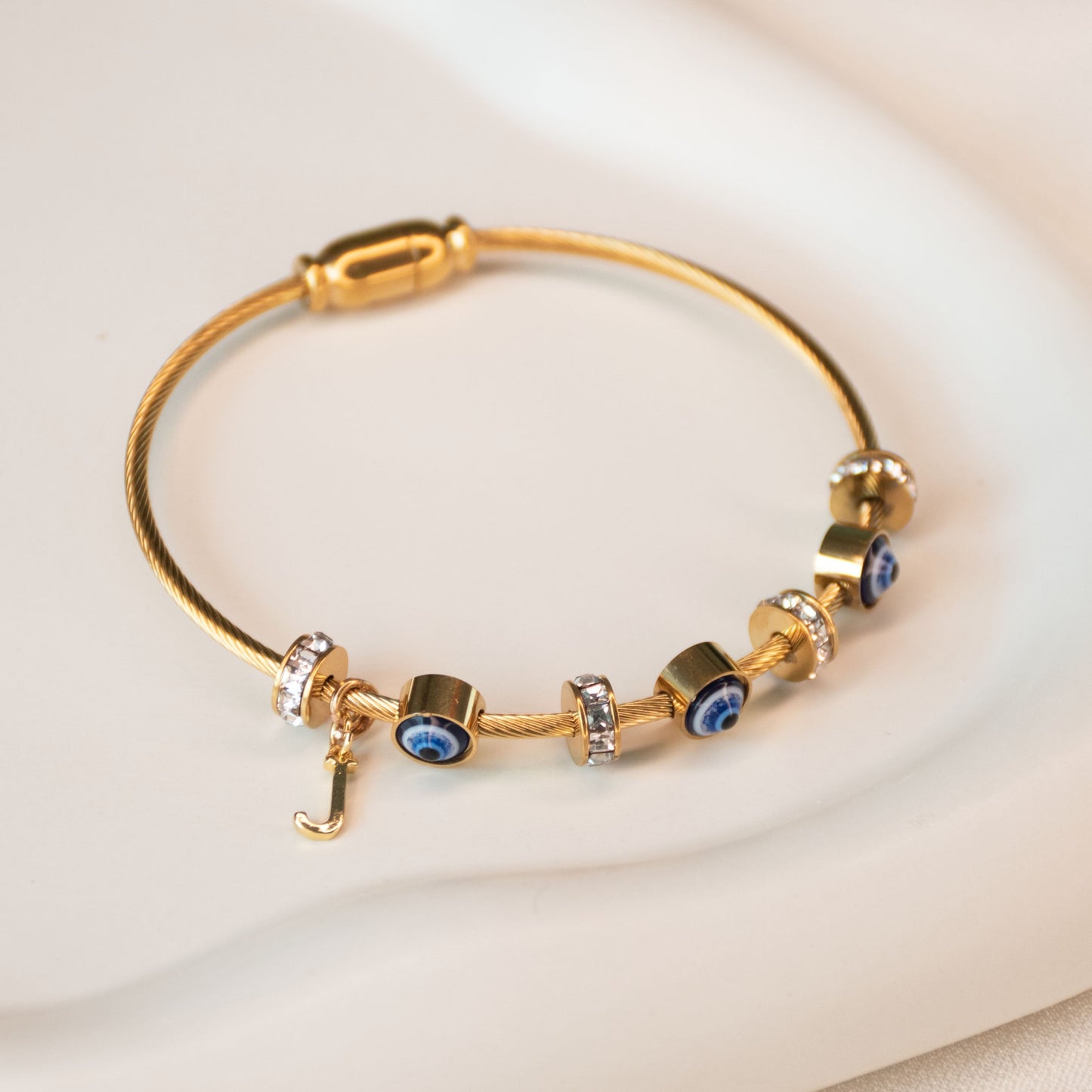 Classic Evil Eye Bangle With Personalized Initial