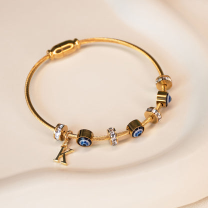Classic Evil Eye Bangle With Personalized Initial