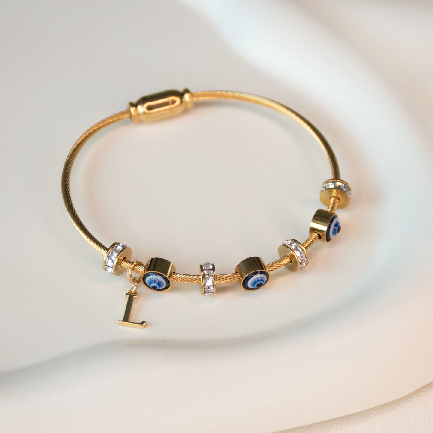Classic Evil Eye Bangle With Personalized Initial