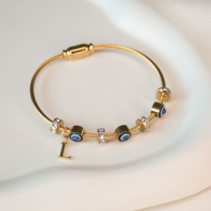 Classic Evil Eye Bangle With Personalized Initial