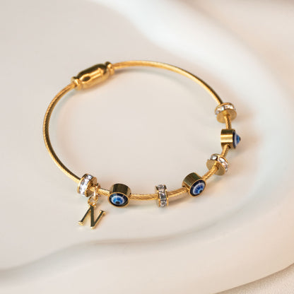 Classic Evil Eye Bangle With Personalized Initial
