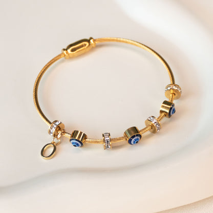 Classic Evil Eye Bangle With Personalized Initial