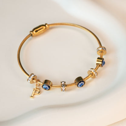 Classic Evil Eye Bangle With Personalized Initial