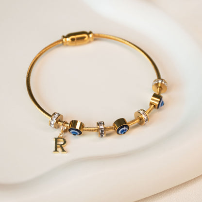 Classic Evil Eye Bangle With Personalized Initial