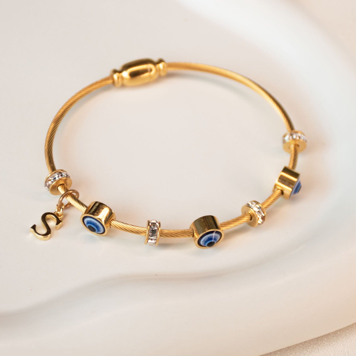 Classic Evil Eye Bangle With Personalized Initial
