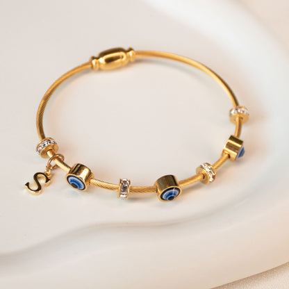 Classic Evil Eye Bangle With Personalized Initial