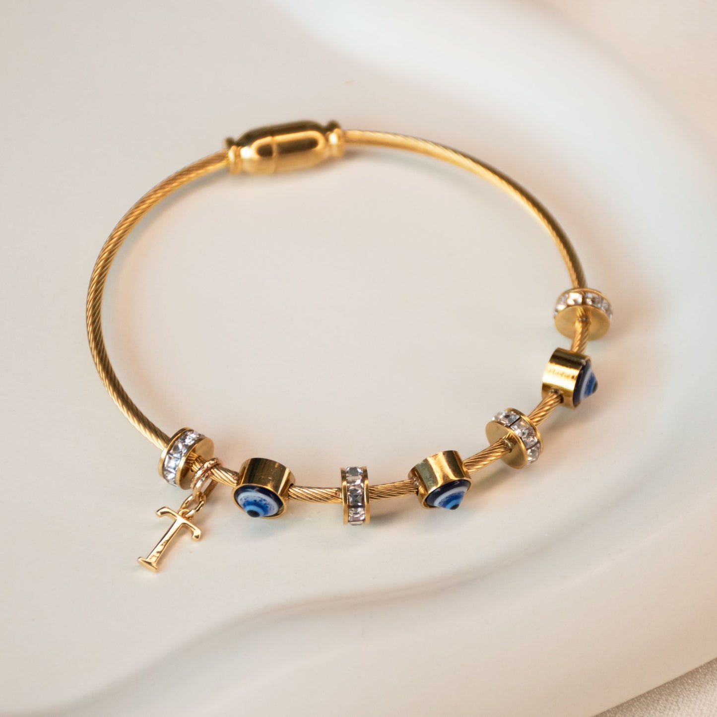 Classic Evil Eye Bangle With Personalized Initial