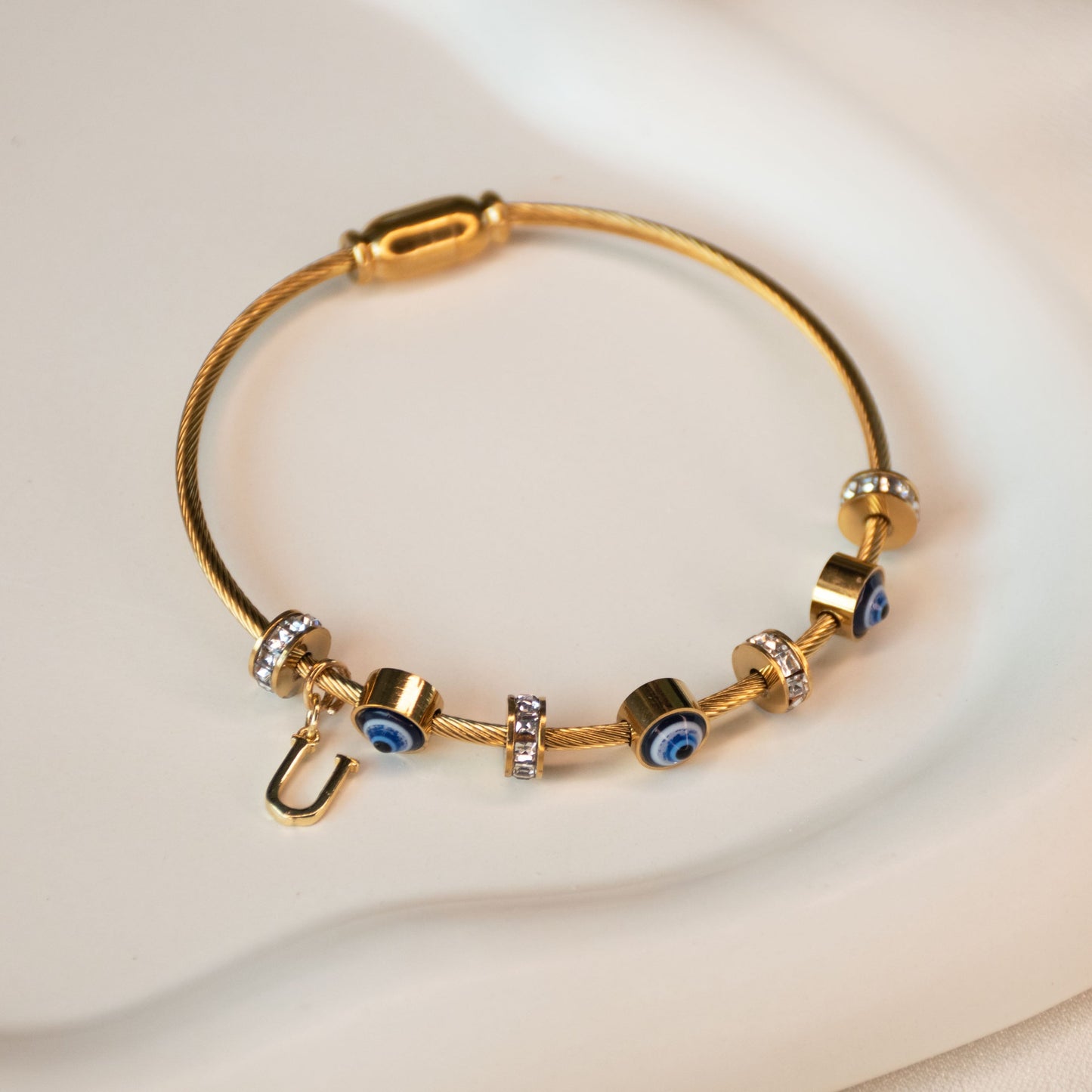 Classic Evil Eye Bangle With Personalized Initial