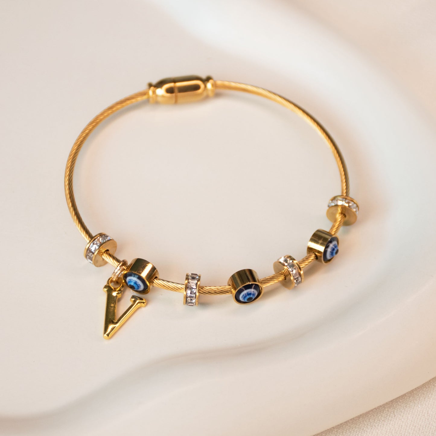 Classic Evil Eye Bangle With Personalized Initial