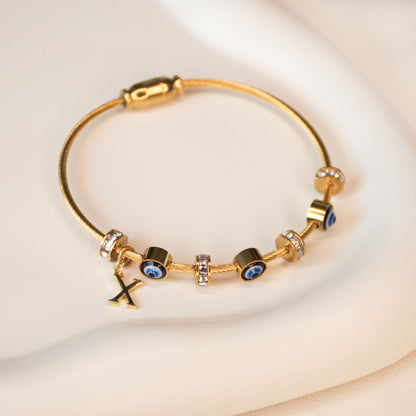 Classic Evil Eye Bangle With Personalized Initial