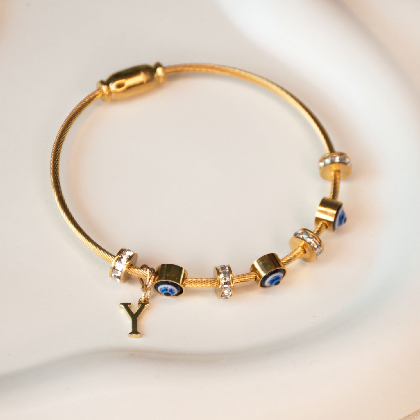 Classic Evil Eye Bangle With Personalized Initial