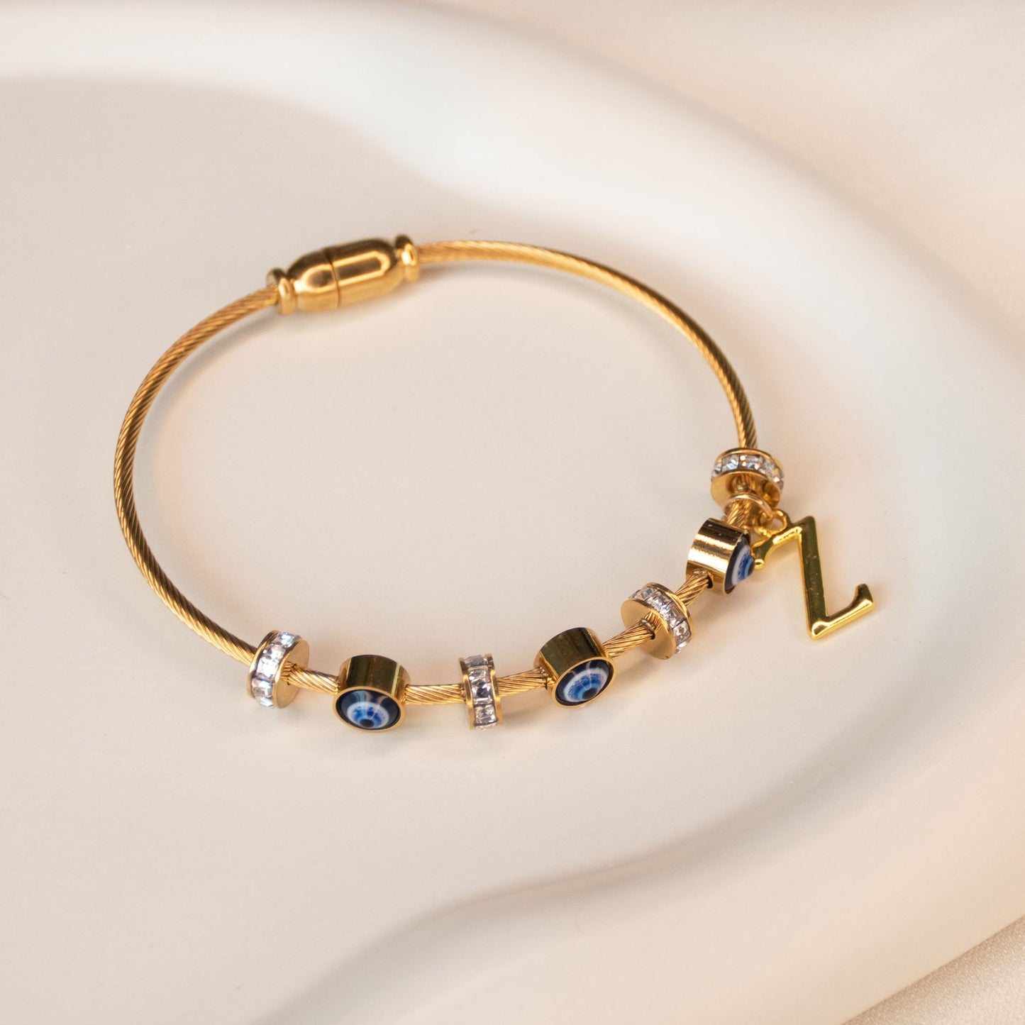 Classic Evil Eye Bangle With Personalized Initial